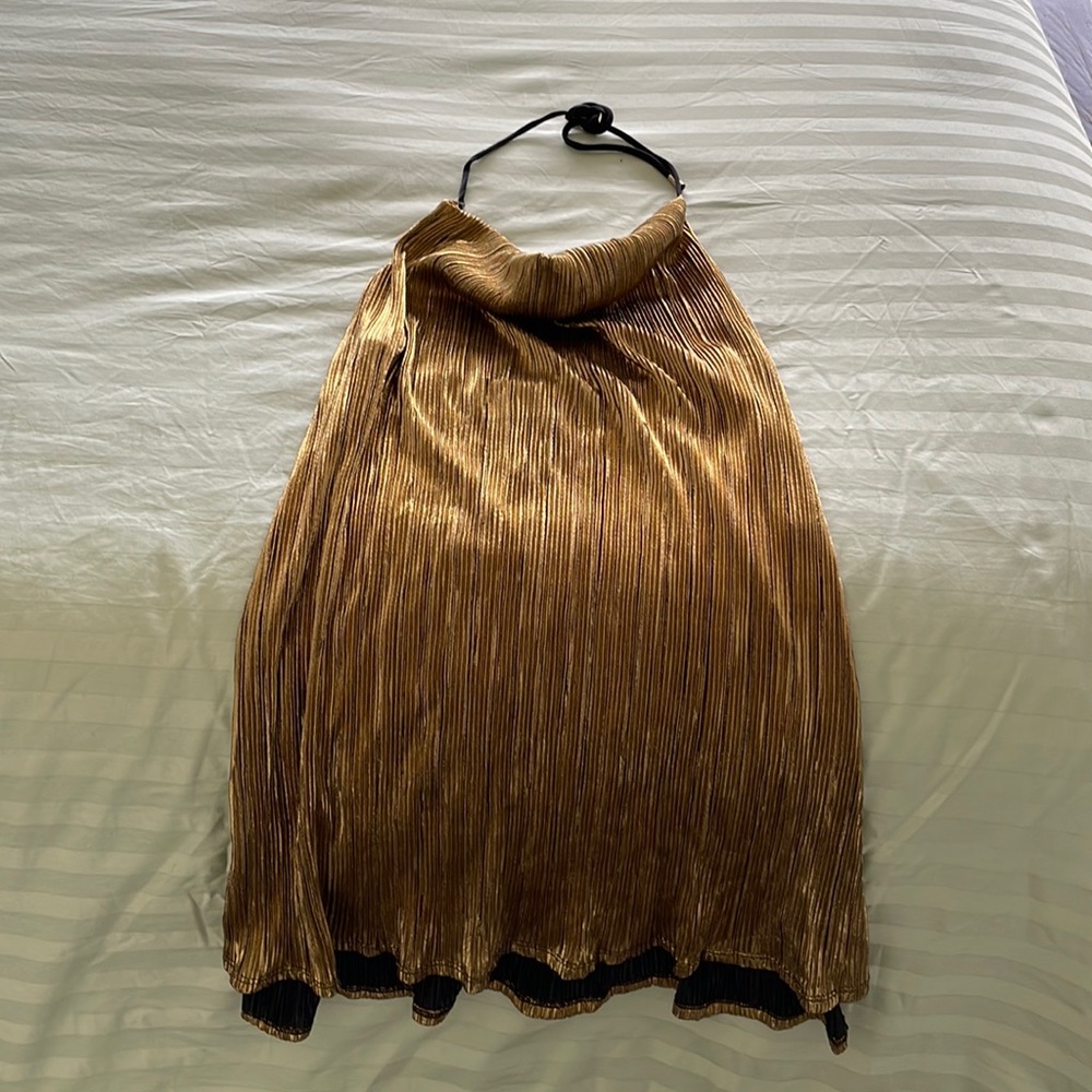Donna Mizani Gold Pleat Kendall Mini Dress